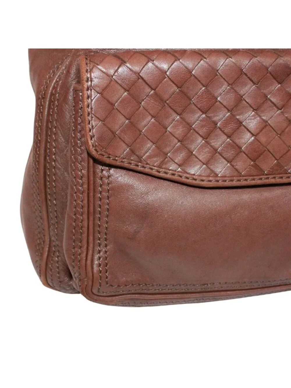 Bottega Veneta Intrecciato Backpack Leather Brown Gold